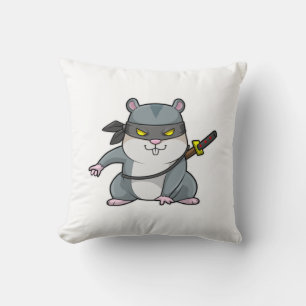 Almofada Hamster como Ninja nas artes marciais com espada