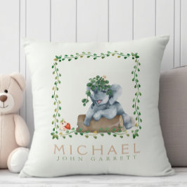 Almofada Hamster de elefante floral verde-pastel