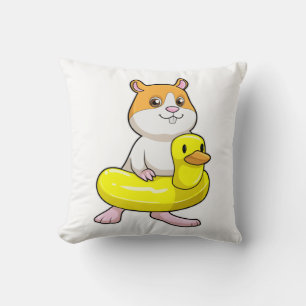 Almofada Hamster em Beach com Duck como anel de Natação