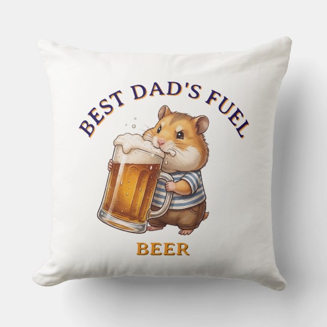 Almofada Hamster Engraçado Bebendo Cerveja - (Frente)