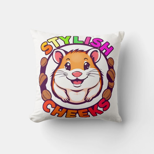 Almofada Hamster Fofo em Cores Vibrantes com Texto Criativo (Frente)