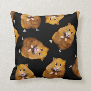 Almofada Hamster, teste padrão aleatório na arte preta,