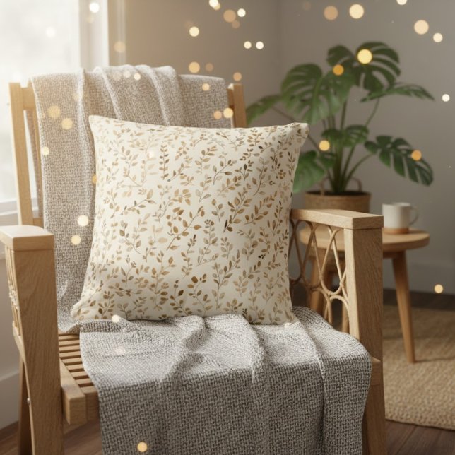 Almofada Hand Drawn Boho Leaf Pattern (Criador carregado)