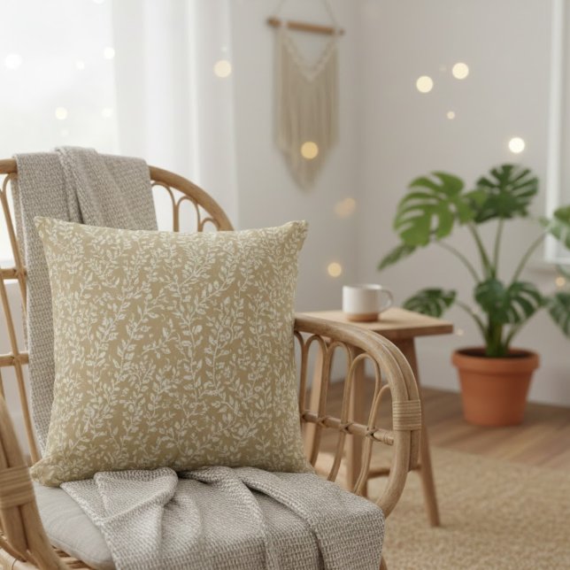 Almofada Hand Drawn Boho Leaf Pattern (Criador carregado)