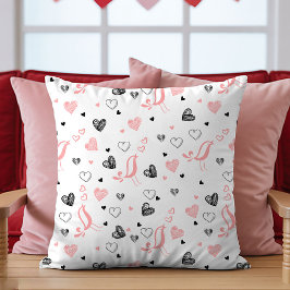 Almofada Hand Drawn Hearts Pillow Romantic Love Gift Design