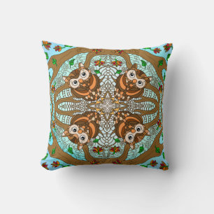 Almofada Hand Drawn Owl Mandala Trabalho de arte