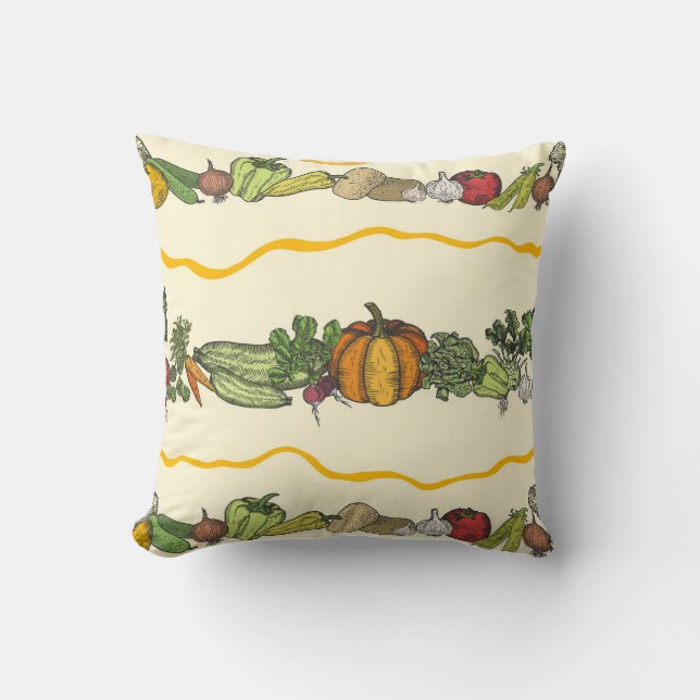 Almofada Hand drawn seamless pattern of natural vegetables  (Frente)