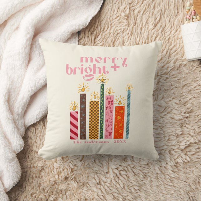 Almofada Hand-Illustrated Merry + Bright Christmas  (Cobertor)