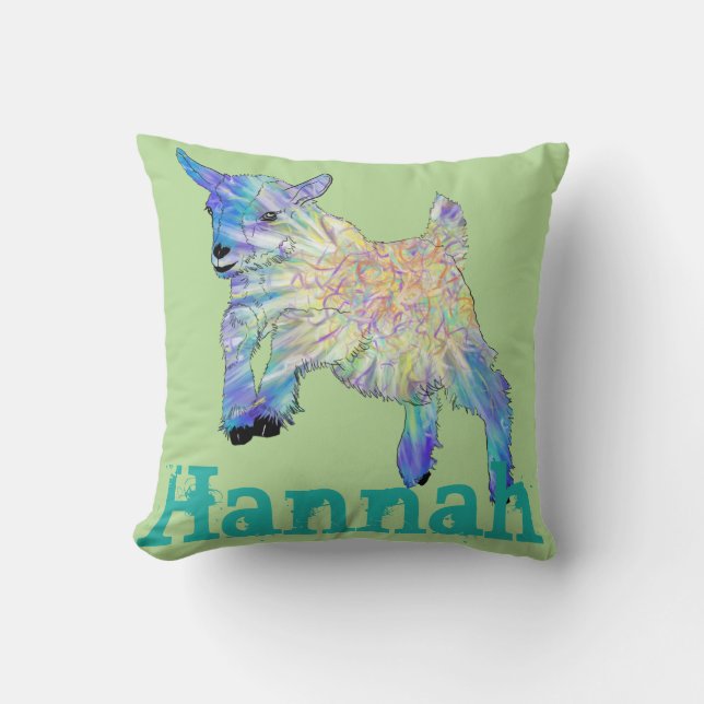 Almofada Hannah Colorida Cabra Bebê Fofa Pulando Arte Anima (Frente)