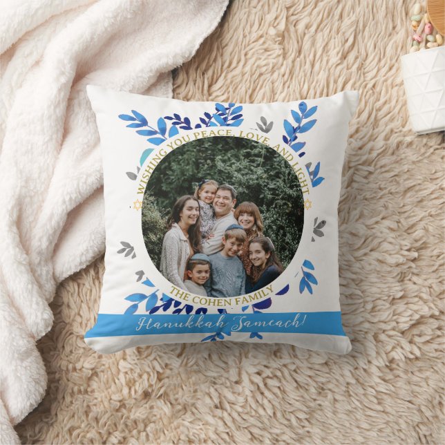 Almofada Hanukkah Sameach | Foto simples da família Hanukka (Cobertor)