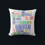 Almofada Hanukkah Words Holiday Travesseiro decorativo<br><div class="desc">Você pode encontrar itens de coordenação adicionais na nossa coleção "Feriado de Palavras de Chanucá".</div>