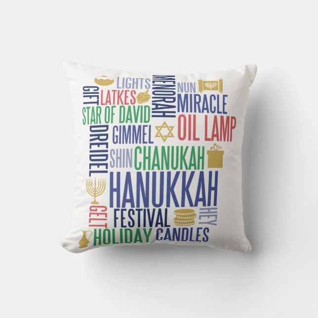Almofada Hanukkah Words Holiday Travesseiro decorativo (Frente)