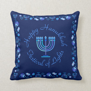 Almofada Hanukkiah Feliz Hanukkah Feriado Judeu Menorah