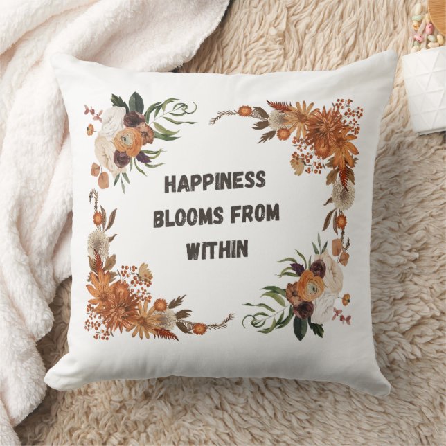 Almofada Happiness Blooms Within: Floral Positivity Art (Cobertor)