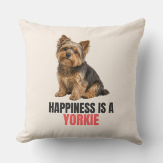Almofada Happiness Is a Yorkie Throw Pillow