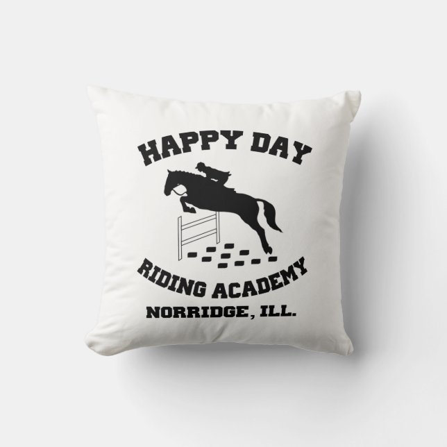 Almofada Happy Day Stables, Academia de Equitação, Norridge (Frente)