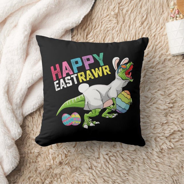 Almofada Happy Eastrawawr T Rex Dinosaur Easter Bunny Egg (Cobertor)