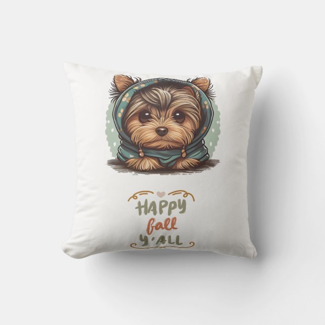 Almofada Happy Fall Y Yorkshire Terrier Autumn Hoodie (Frente)