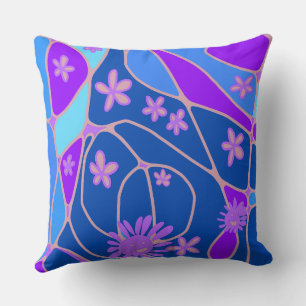 Almofada Happy Floral Neuro Art - Roxo Azul