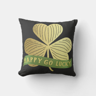 Almofada Happy Go Lucky Dourado Dia de São Patrício Shamr