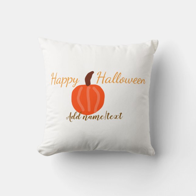 Almofada Happy Halloween orange pumpink fall orange brown  (Frente)