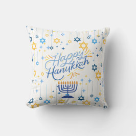 Almofada Happy Hanukkah Blue And Gold