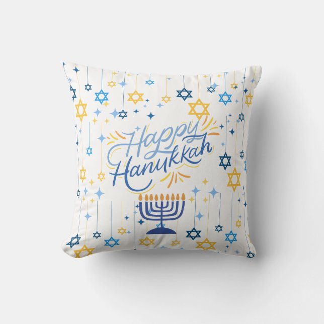 Almofada Happy Hanukkah Blue And Gold (Frente)
