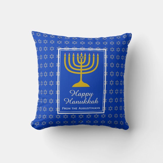 Almofada HAPPY HANUKKAH Star David Personalizado Lt Blue (Frente)