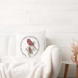 Almofada HAPPY HOLIDAYS, Red Christmas Cardinal Watercolor