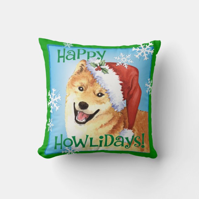 Almofada Happy Howlidays Shiba Inu (Frente)