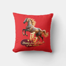 Almofada Happy Lunar New Year Majestic Golden Horse 
