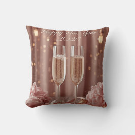 Almofada happy new year 2026 champagne floral 