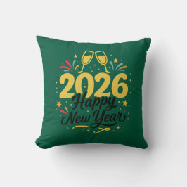 Almofada Happy New Year 2026 Throw Pillow | Festive