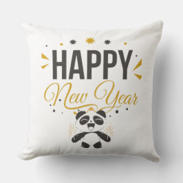 Almofada Happy New Year Panda Throw Pillow