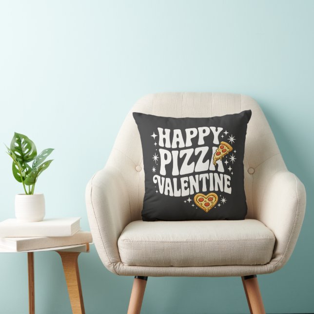 Almofada Happy Pizza Valentine Funny Pizza Love Design (Cadeira)