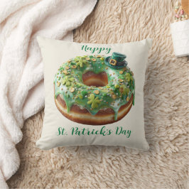 Almofada Happy St. Patrick’s Day Donut with Leprechaun Hat