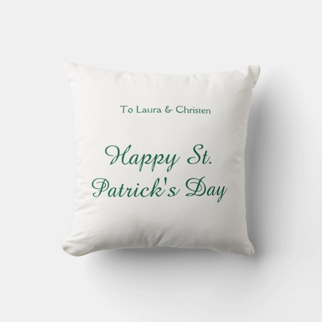 Almofada Happy St. Patrick's day green name date simple min (Frente)