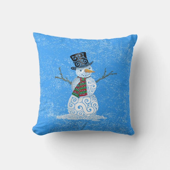 Almofada Happy Swirly Snowman (Frente)