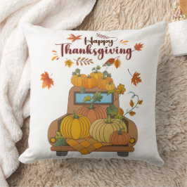 Almofada Happy Thanksgiving Pumpkin Truck | Cozy Autumn