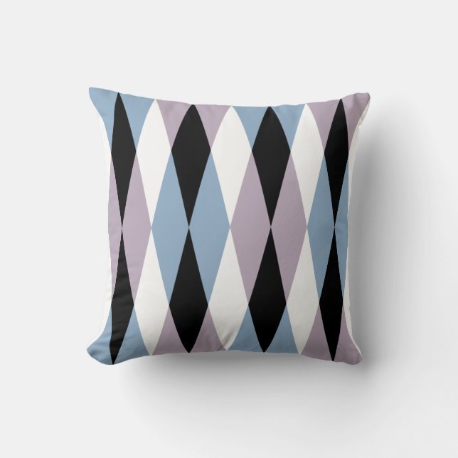 Almofada Harlequin Diamond Patterno - Blue and Dusty Lilac (Frente)