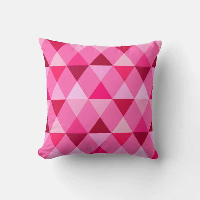 Almofada Harlequin / padrão diamante - Rosa Rosa (Frente)