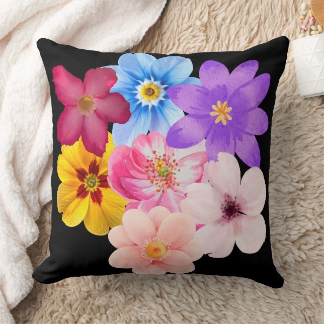 Almofada Harmonia da Primavera - Buquê de Flores Mista em A (Cobertor)
