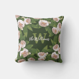 Almofada Harmonia do Jardim Negro: Camellias e Greenery