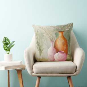 Almofada Harmonia Minimalista Vases de Aquarela