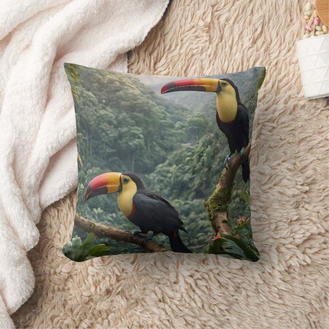 Almofada Harmonia tropical: Dois tucanos na cobertura (Cobertor)