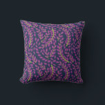 Almofada Harmonious Botanical Art on Dark Blue Background<br><div class="desc">Purple leafy branches with green stems form a seamless pattern on a dark blue background,  creating a vibrant and harmonious botanical design.</div>
