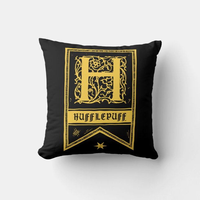 Almofada Harry Potter | Banner Monograma Hufflepuff (Frente)