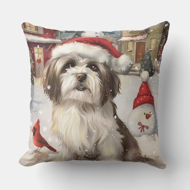 Almofada Havanese Paraíso de Inverno Alegria de Natal (Frente)