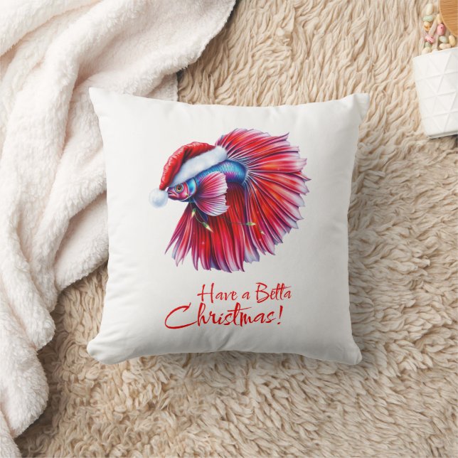 Almofada Have a Betta Christmas Funny Santa Fish Lover Pun  (Cobertor)