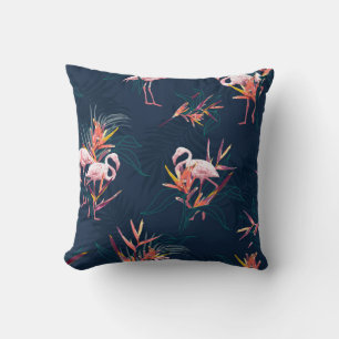 Almofada Hawaii Tropical Flamingo com Pássaro do Paraíso